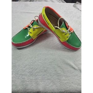 Sperry Top-Sider Rare Neon Colorblock Leather Boat Shoes